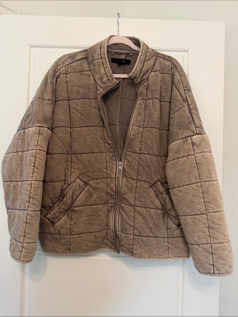 Forever 21 Quilted Puffer Jacket - Taupe